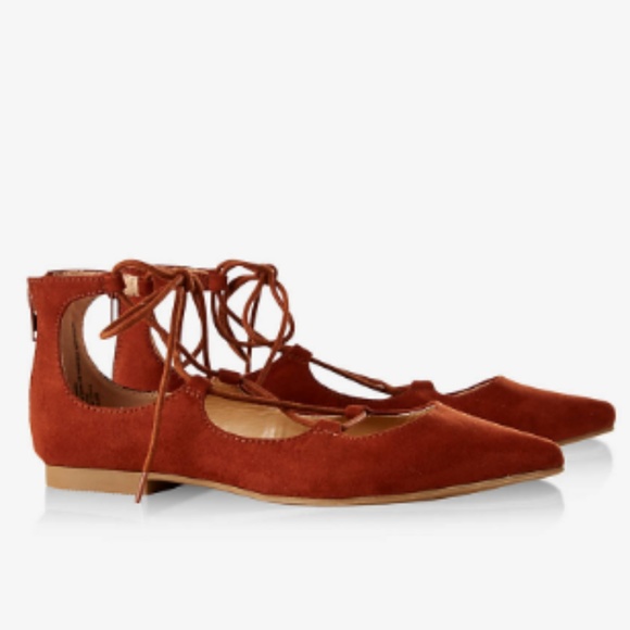 Express Shoes - Express Pointed Suede Lace Up flat